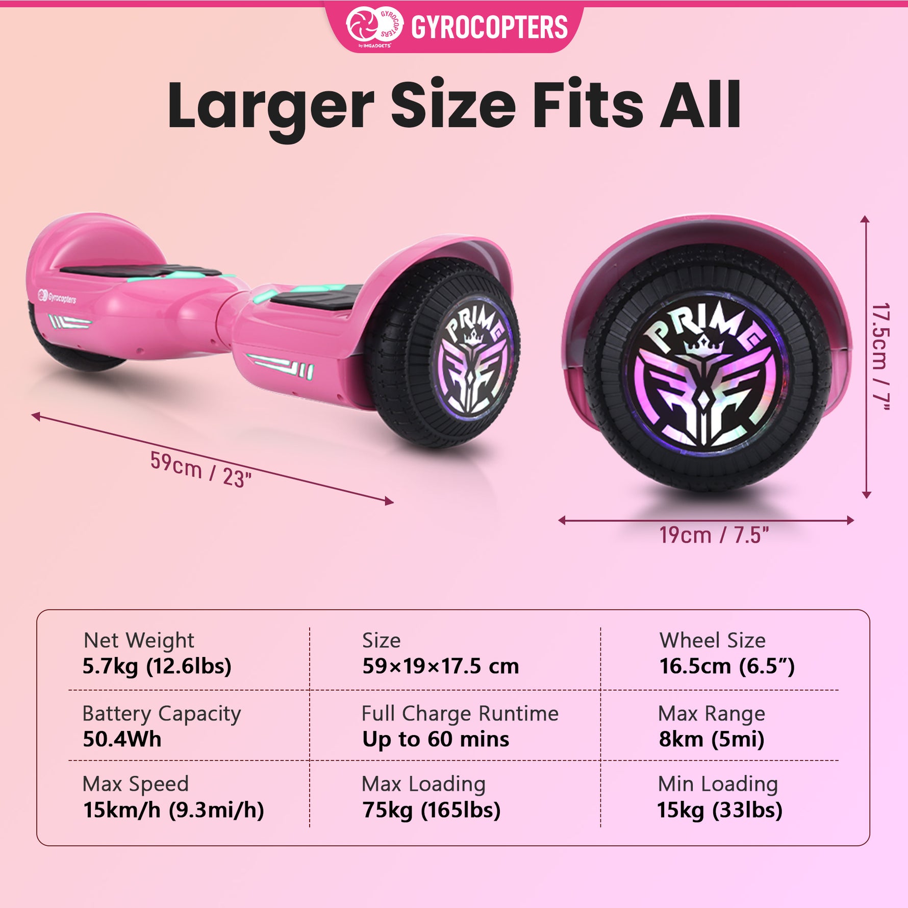 Gyrocopters Prime All-Terrain Hoverboard - UL 2272 Certified