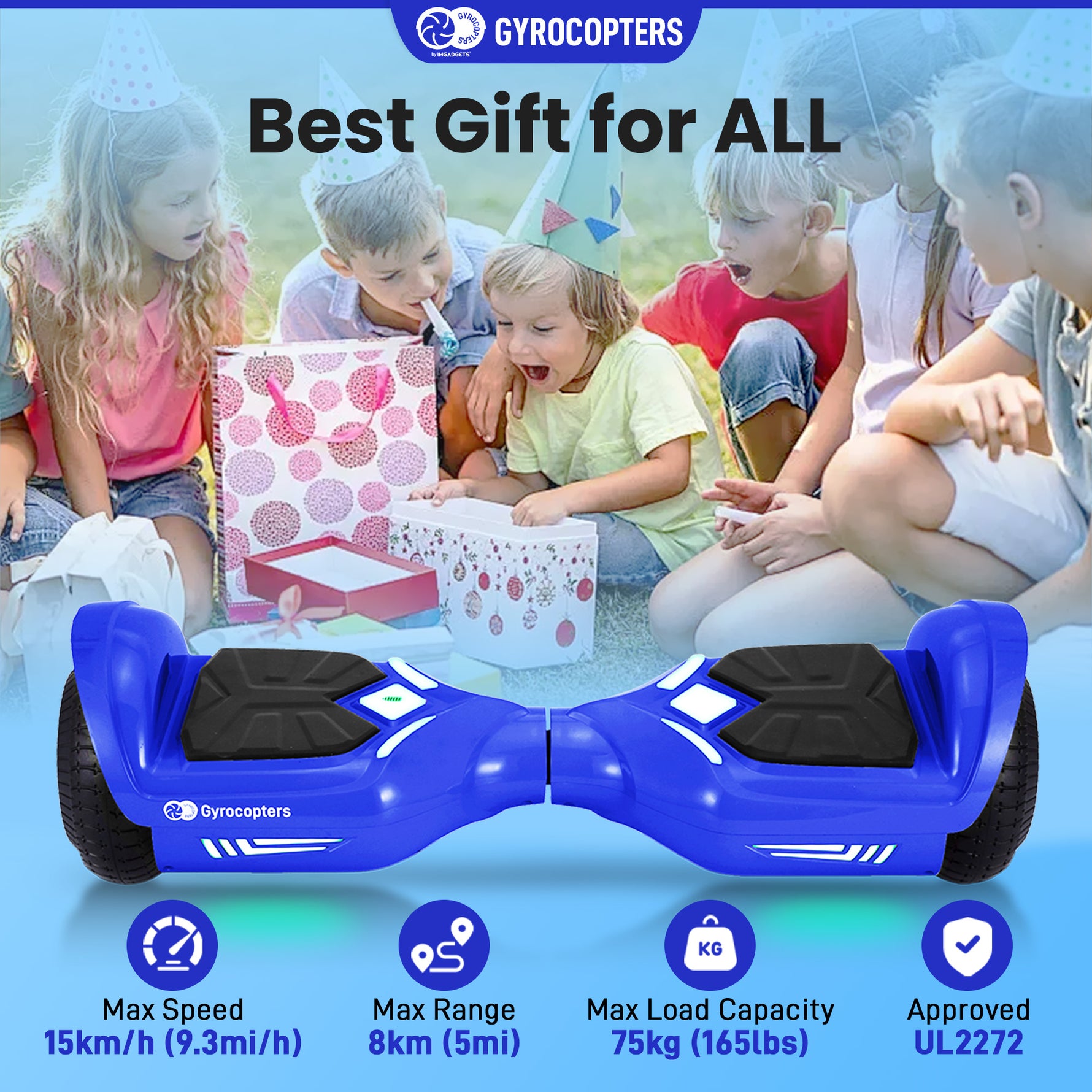 Gyrocopters Prime All-Terrain Hoverboard - UL 2272 Certified