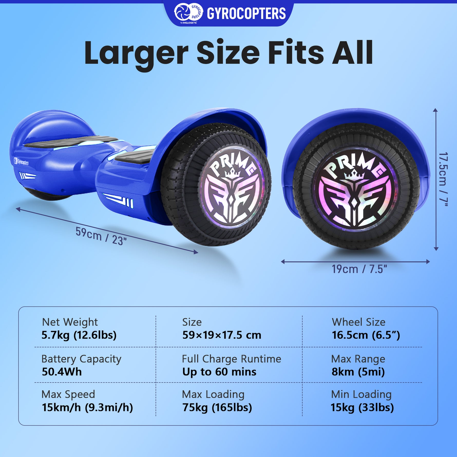 Gyrocopters Prime All-Terrain Hoverboard - UL 2272 Certified