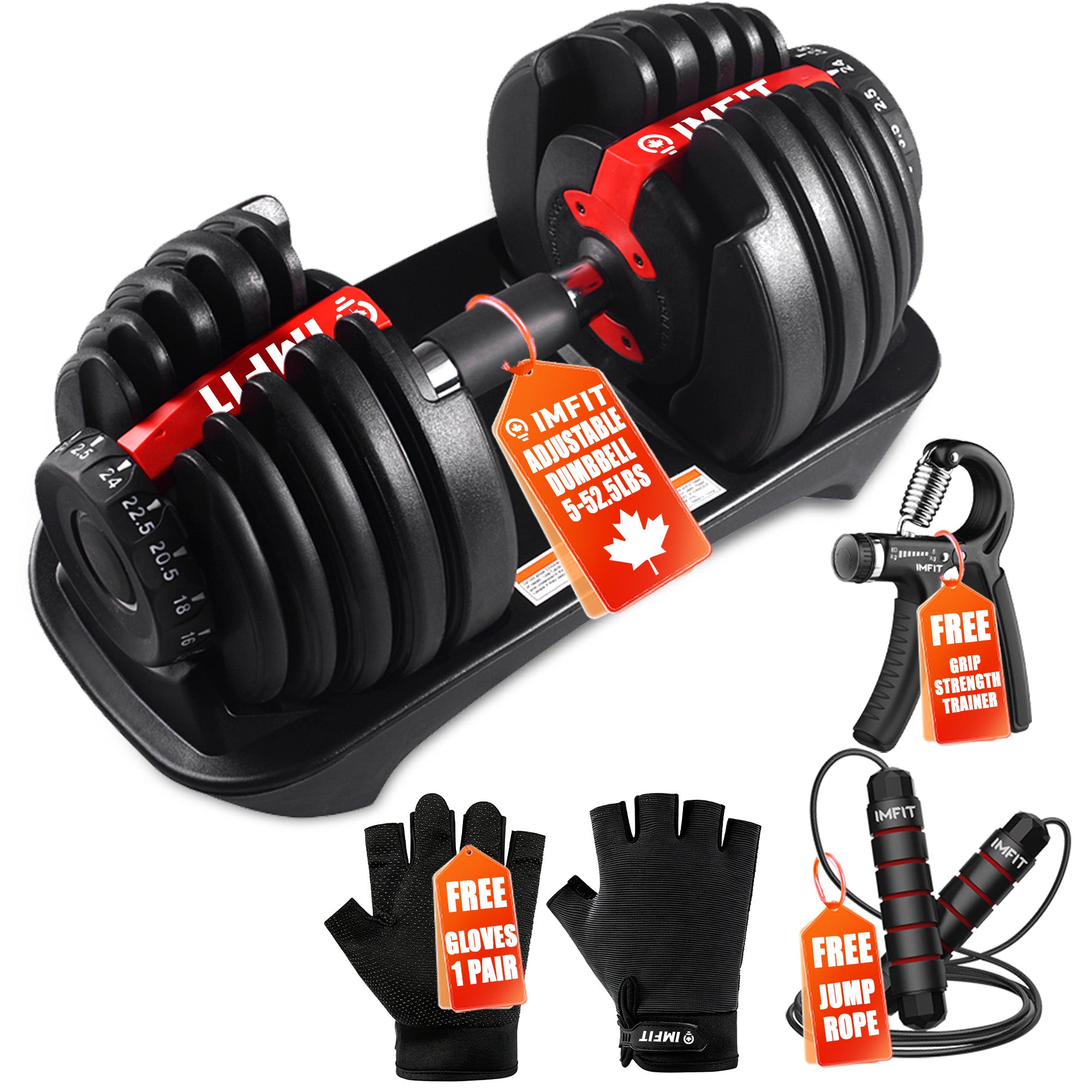 IMFIT Adjustable Dumbbell Set (5-52.5 lbs)