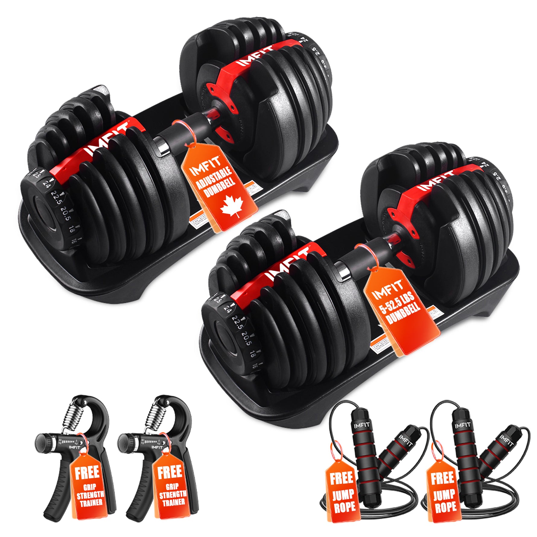 IMFIT Adjustable Dumbbell Set (5-52.5 lbs)
