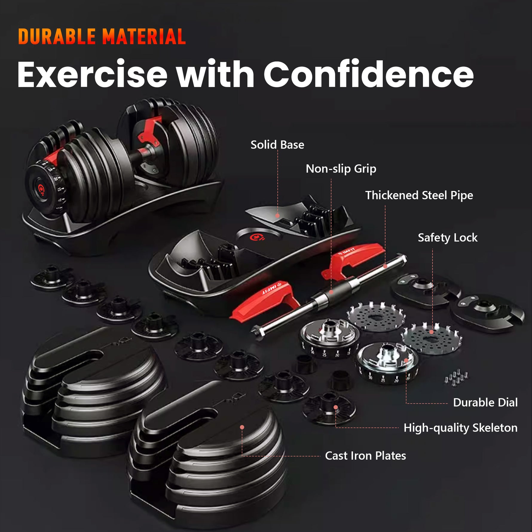 IMFIT Adjustable Dumbbell Set (5-52.5 lbs)