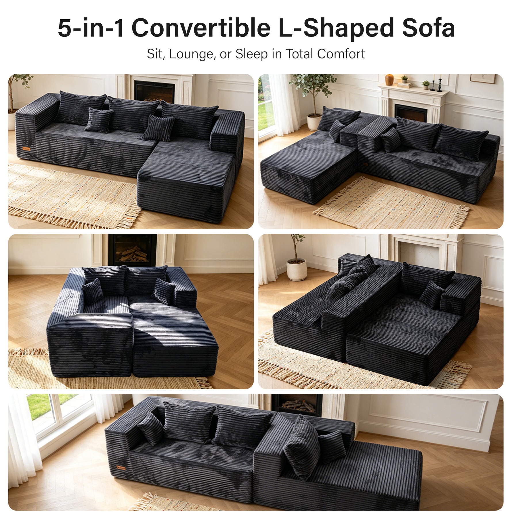 IMHome Boneless L-Shaped Sofa - 5 in 1 Modular Cloud Couch