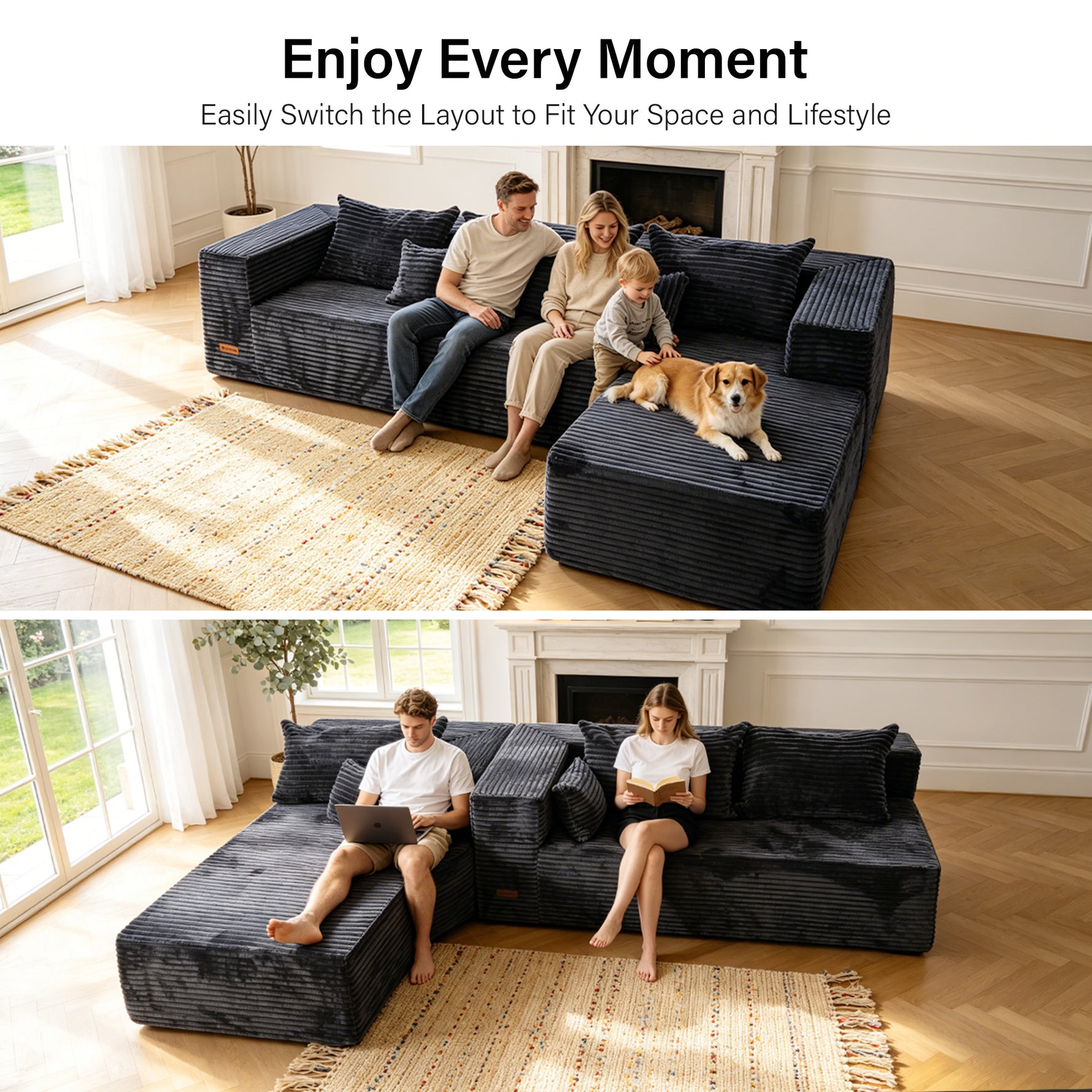 IMHome Boneless L-Shaped Sofa - 5 in 1 Modular Cloud Couch
