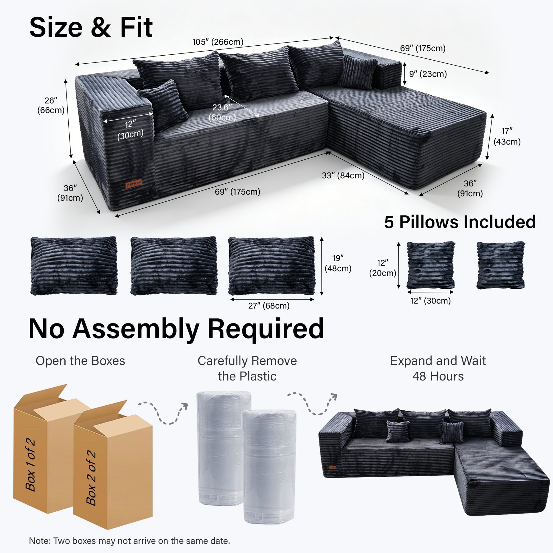 IMHome Boneless L-Shaped Sofa - 5 in 1 Modular Cloud Couch