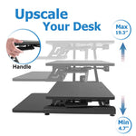 Rehausseur de bureau assis-debout réglable | Surface de 89 cm de large | Capacité de 16 kg | Hauteur ergonomique réglable (11 à 49 cm) | Plateau de clavier amovible | Base antidérapante | Assemblage minimal | Construction en bois et métal 