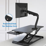 Rehausseur de bureau assis-debout réglable | Surface de 89 cm de large | Capacité de 16 kg | Hauteur ergonomique réglable (11 à 49 cm) | Plateau de clavier amovible | Base antidérapante | Assemblage minimal | Construction en bois et métal 