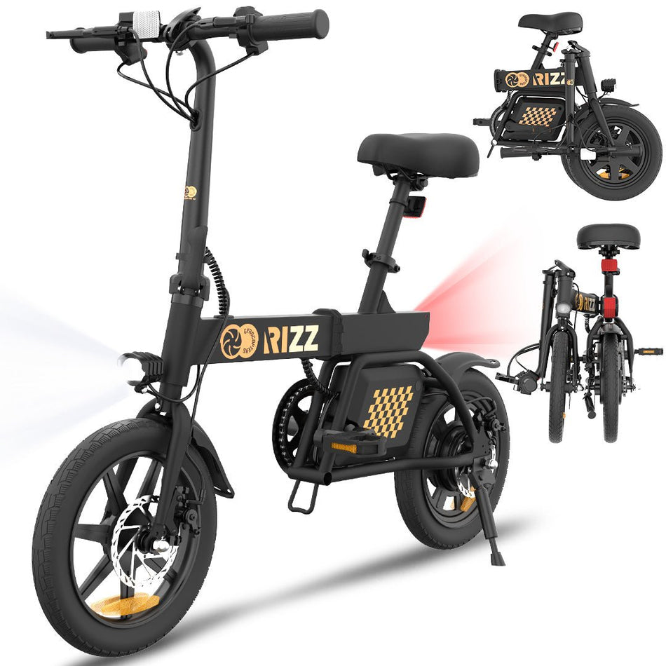 Gyrocopters Rizz Electric Bike for Adults/Teens | UL2849 Safe Folding Ebike | Peak 400W Brushless Motor 14*2 Inch Tires | Speed up to 25Km/h Range up to 55Km | Compact & Light E-bike with Disc Brakes