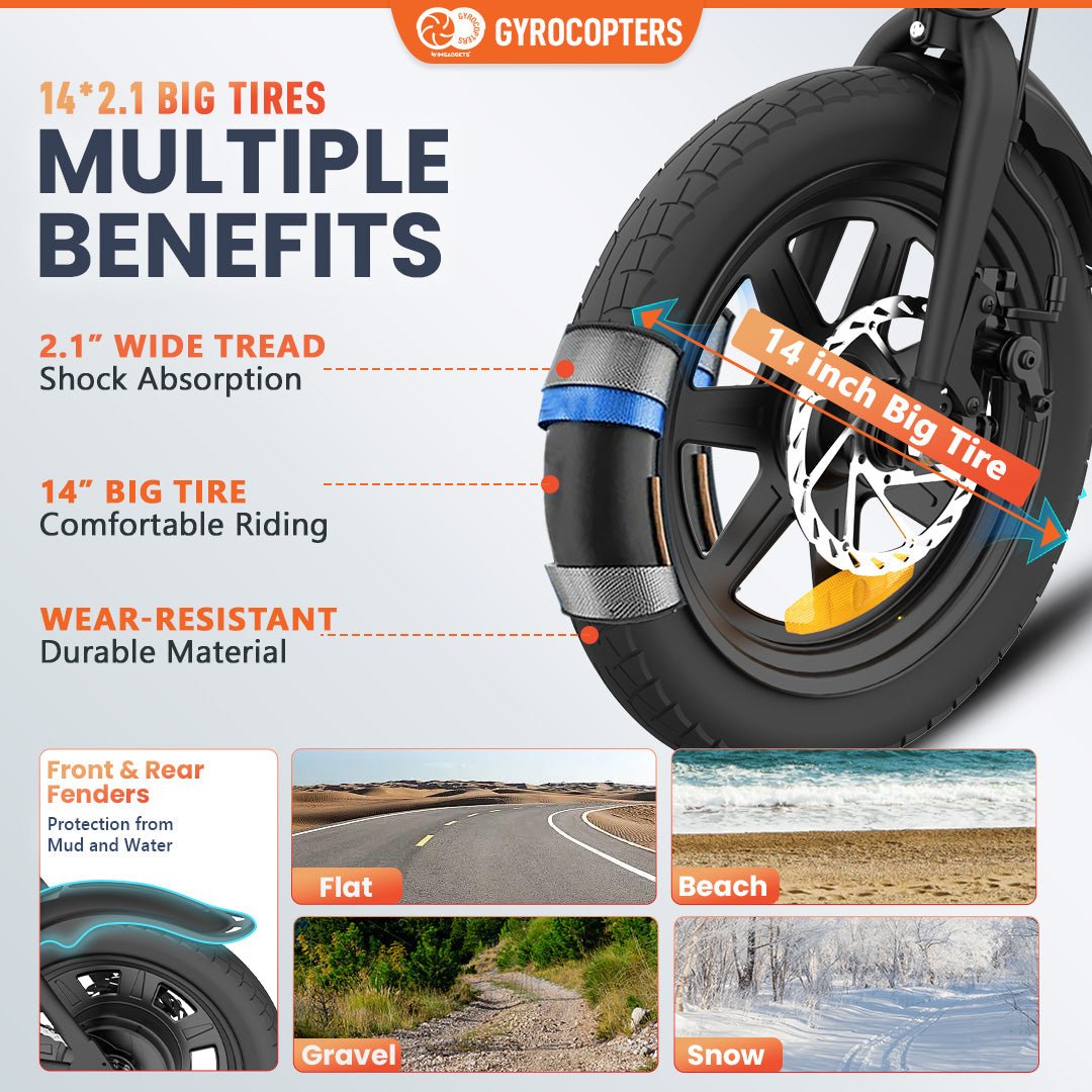 Gyrocopters Rizz Electric Bike for Adults/Teens | UL2849 Safe Folding Ebike | Peak 400W Brushless Motor 14*2 Inch Tires | Speed up to 25Km/h | Range up to 55Km | GPS tracker | Compact & Light E-bike with Disc Brakes