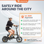 Gyrocopters Rizz Electric Bike for Adults/Teens | UL2849 Safe Folding Ebike | Peak 400W Brushless Motor 14*2 Inch Tires | Speed up to 25Km/h | Range up to 55Km | GPS tracker | Compact & Light E-bike with Disc Brakes