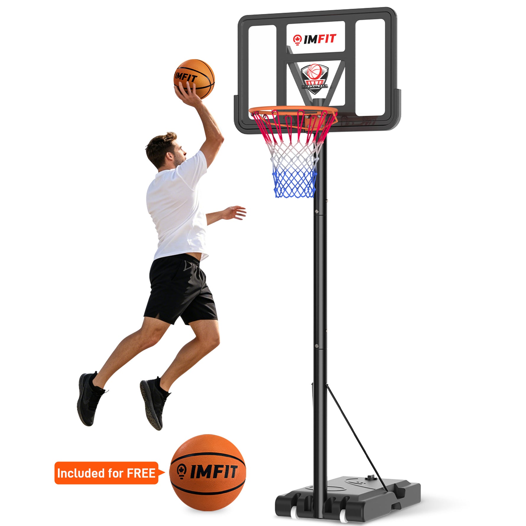 IMFIT Basketball Hoop - 4.8 to 10 ft Adjustable Height for Adults