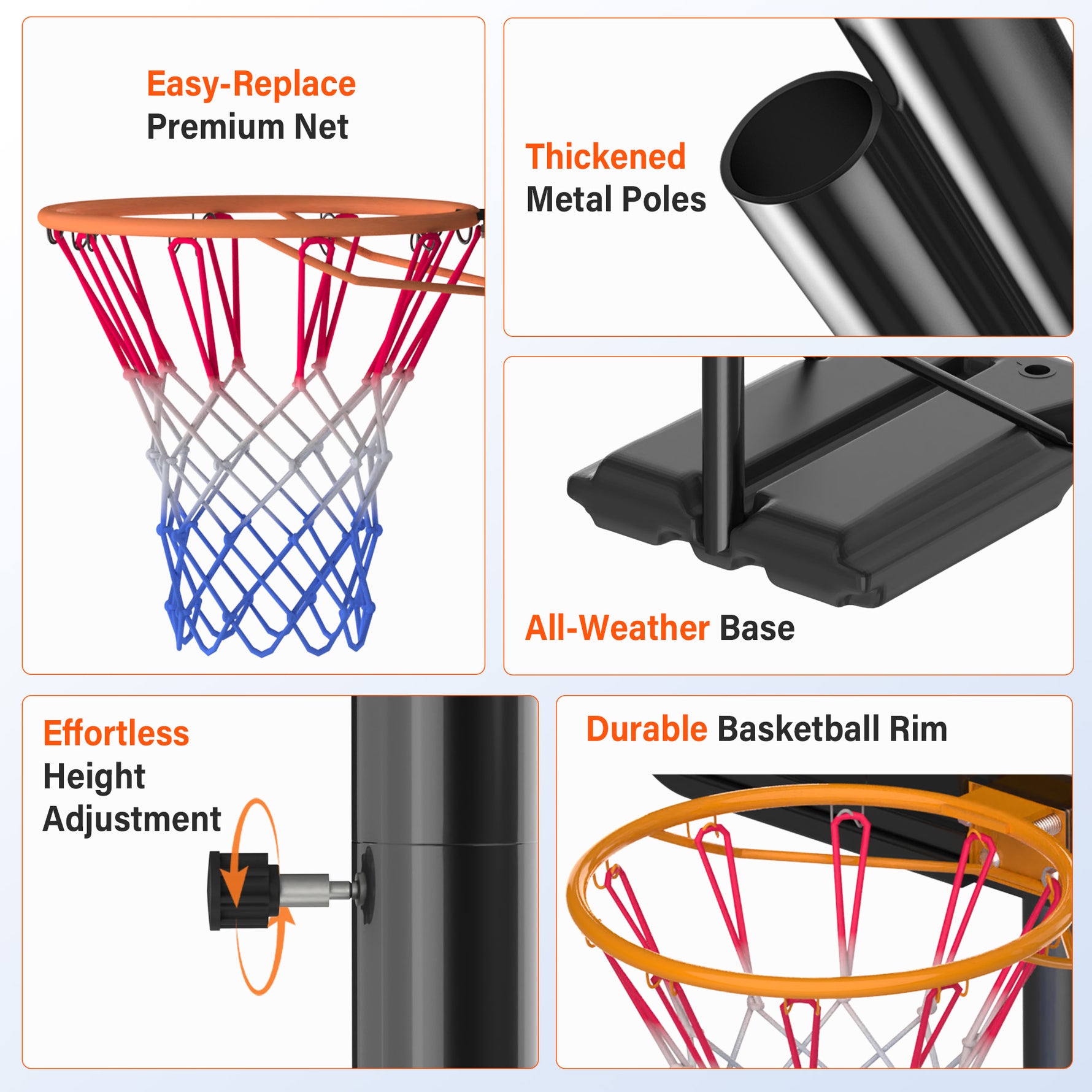 IMFIT Basketball Hoop - 3.8 to 7 ft Adjustable Height for Kids