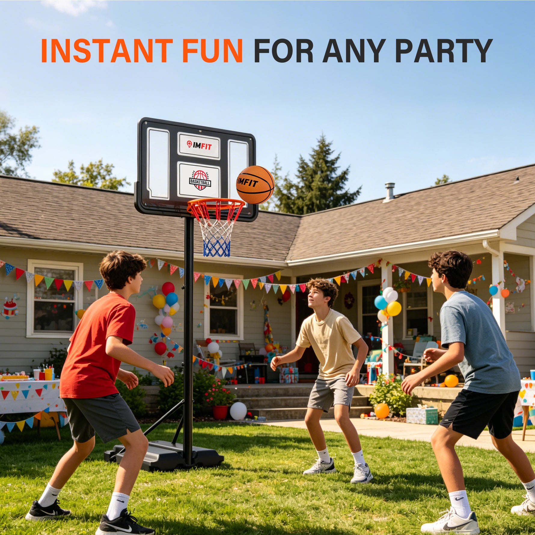 IMFIT Basketball Hoop - 3.8 to 7 ft Adjustable Height for Kids