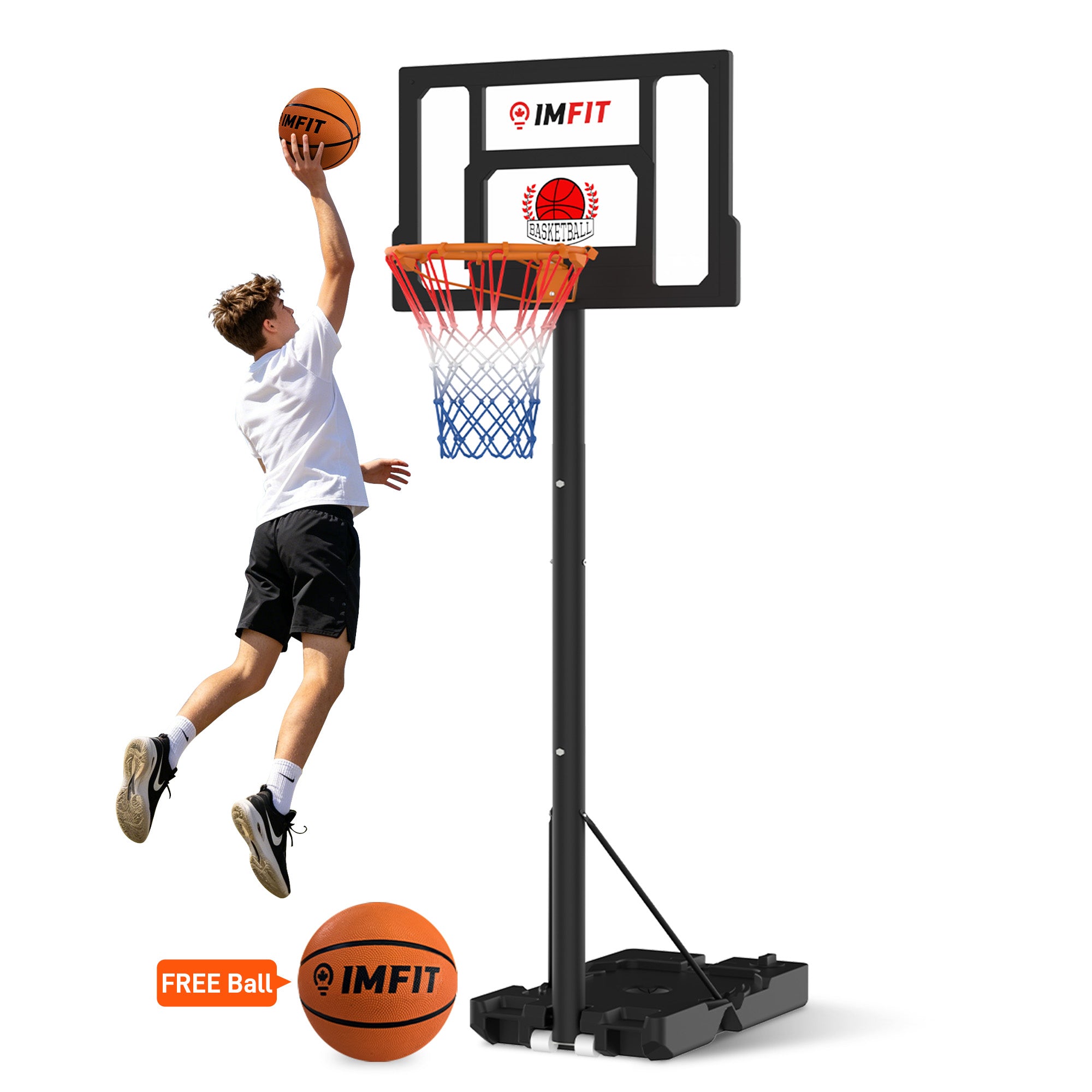 IMFIT Basketball Hoop - 3.5 to 6.9 ft Adjustable Height for Teens