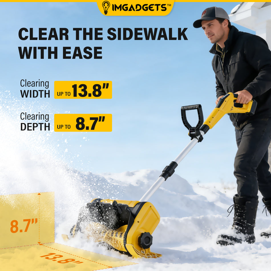 (Pre-Order) IMGadgets 14 inch Cordless Electric Snow Shovel for Driveways, Walkways, Sidewalks & Patios | UL approved | 4000mAh Battery | 26ft Throw Distance | Easy, Safe & Quiet Winter Snow Clearing Tool | Low-Maintenance Home Snow Shovel