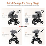 IMLoved BabyGo 4-in-1 Convertible Stroller – All-Terrain Baby Travel Stroller