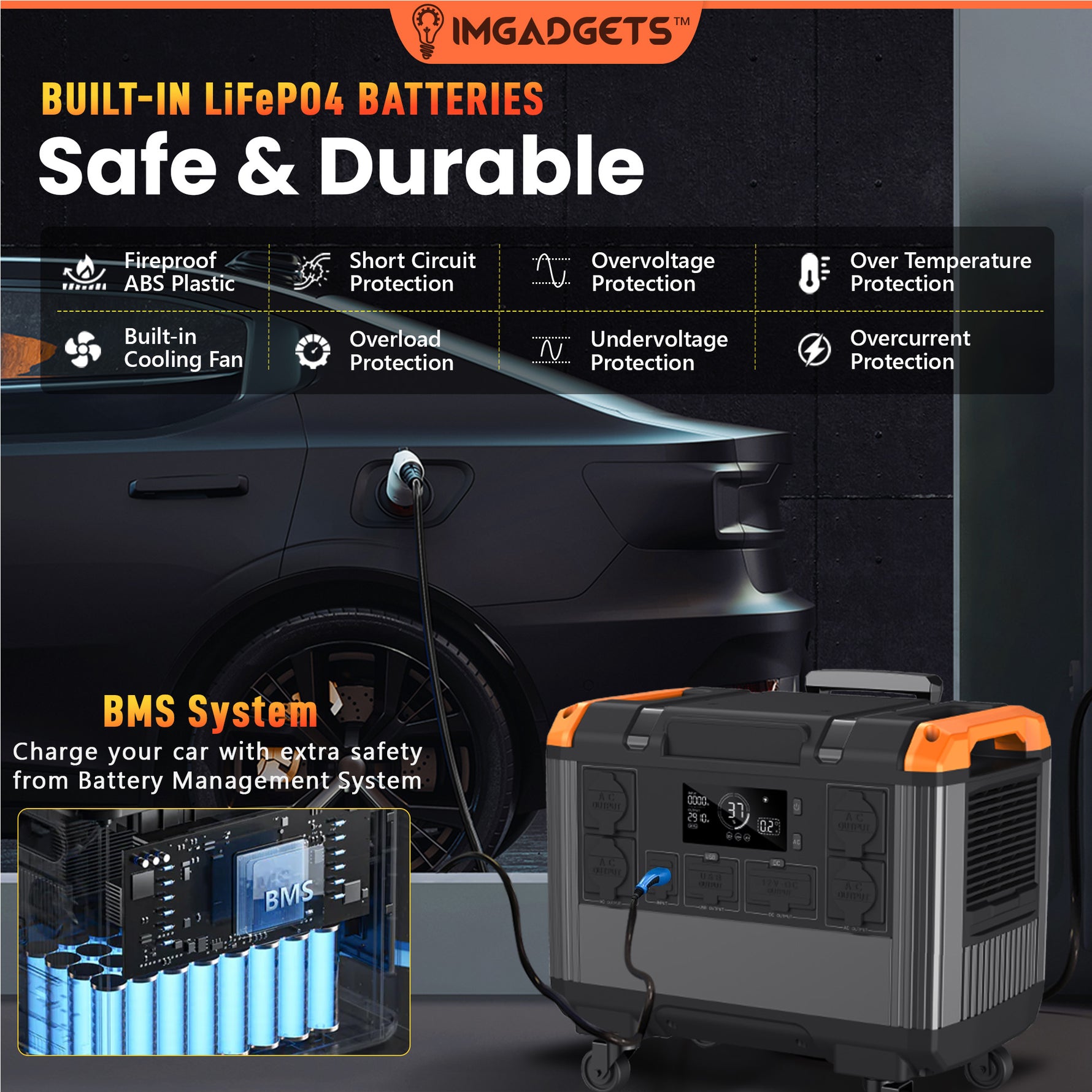 IMGadgets 2688Wh Portable Solar Power Generator - LiFePO4 Battery