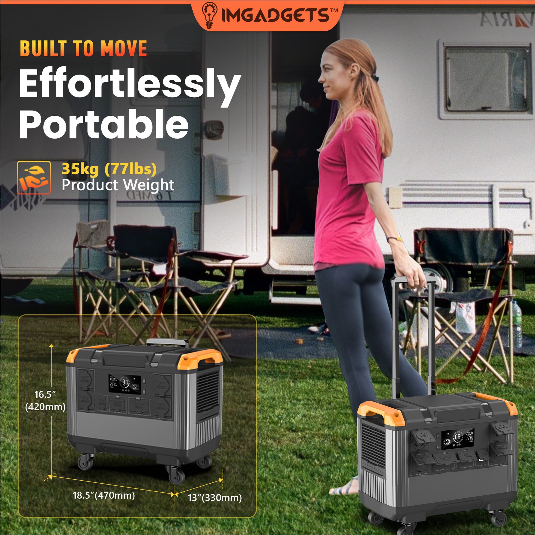 IMGadgets 2688Wh Portable Solar Power Generator - LiFePO4 Battery