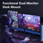 Support de bureau double écran IMGadgets | Compatible avec 2 écrans LCD/LED de 13 à 32 pouces, inclinaison de 5° vers le haut et vers le bas | Rotation à 360° | Supporte jusqu'à 8 kg par bras 