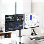 Support de bureau double écran IMGadgets | Compatible avec 2 écrans LCD/LED de 13 à 32 pouces, inclinaison de 5° vers le haut et vers le bas | Rotation à 360° | Supporte jusqu'à 8 kg par bras 