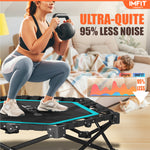 Trampoline de fitness pliable IMFIT 107 cm (42 po) | Capacité de charge : 150 kg (331 lb) | Rebond ultra-silencieux | Guidon réglable sur 3 niveaux | Conception pliable compacte | Exercice cardio complet à faible impact | Montage facile 