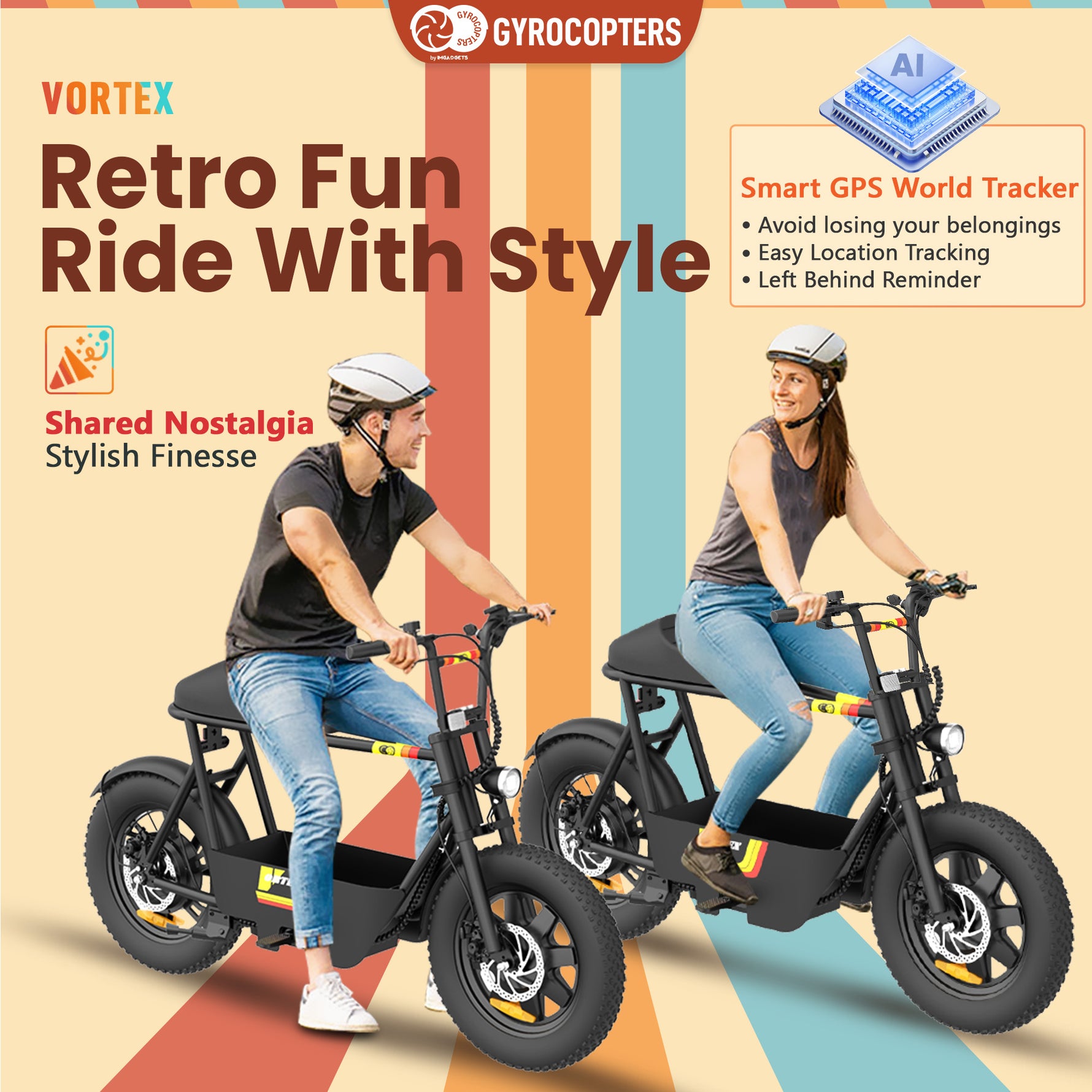 Gyrocopters Vortex Electric Bike - UL 2272 Safe with Storage