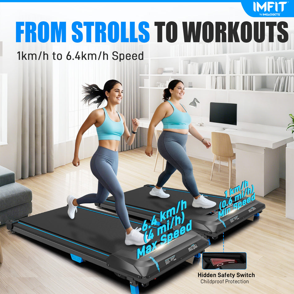 (Pre-order) IMFIT Walking Pad Lite Treadmill | Compact & Space-Saving Design | Quiet 2.5HP Motor | Manual Incline Boost | Real-Time Fitness Tracking | User-Friendly Remote | Supports Up to 265 lbs | Perfect for Home & Office Use