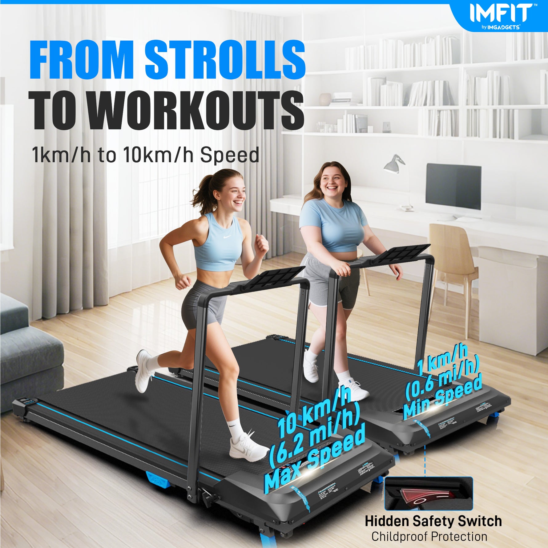 IMFIT Walking Pad Pro Treadmill - 10km Range