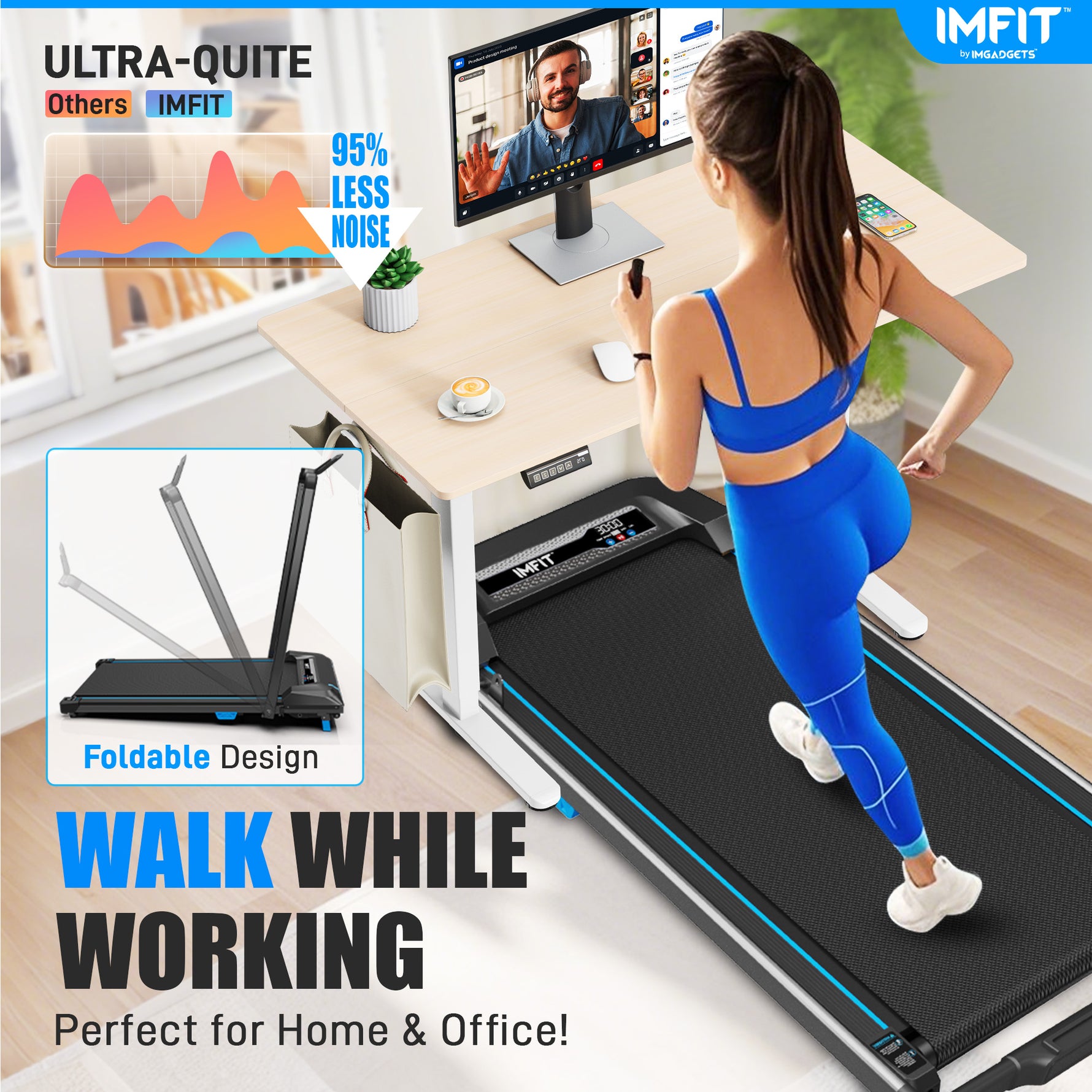 IMFIT Walking Pad Pro Treadmill - 10km Range