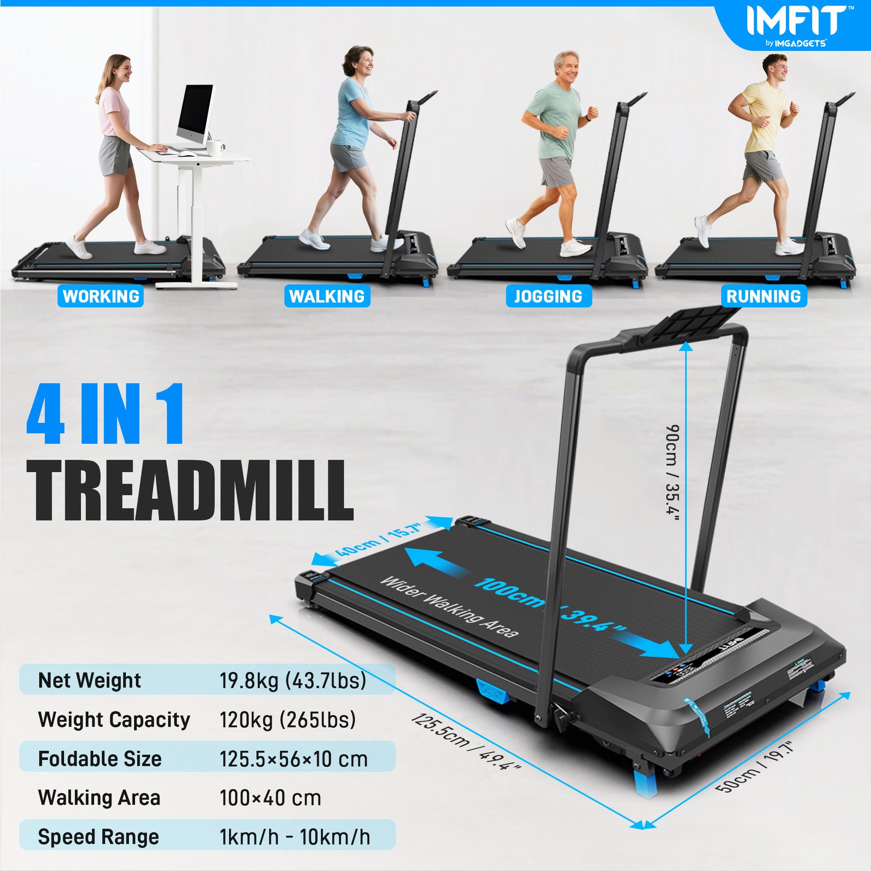 IMFIT Walking Pad Pro Treadmill - 10km Range