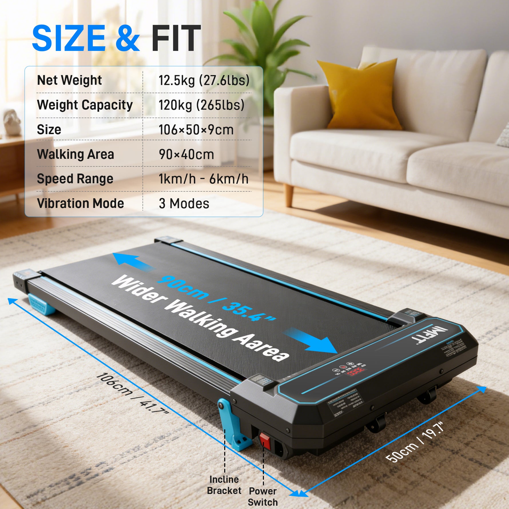 IMFIT Walking Pad Max -  Treadmill with Built-in Vibration and Inclination Modes