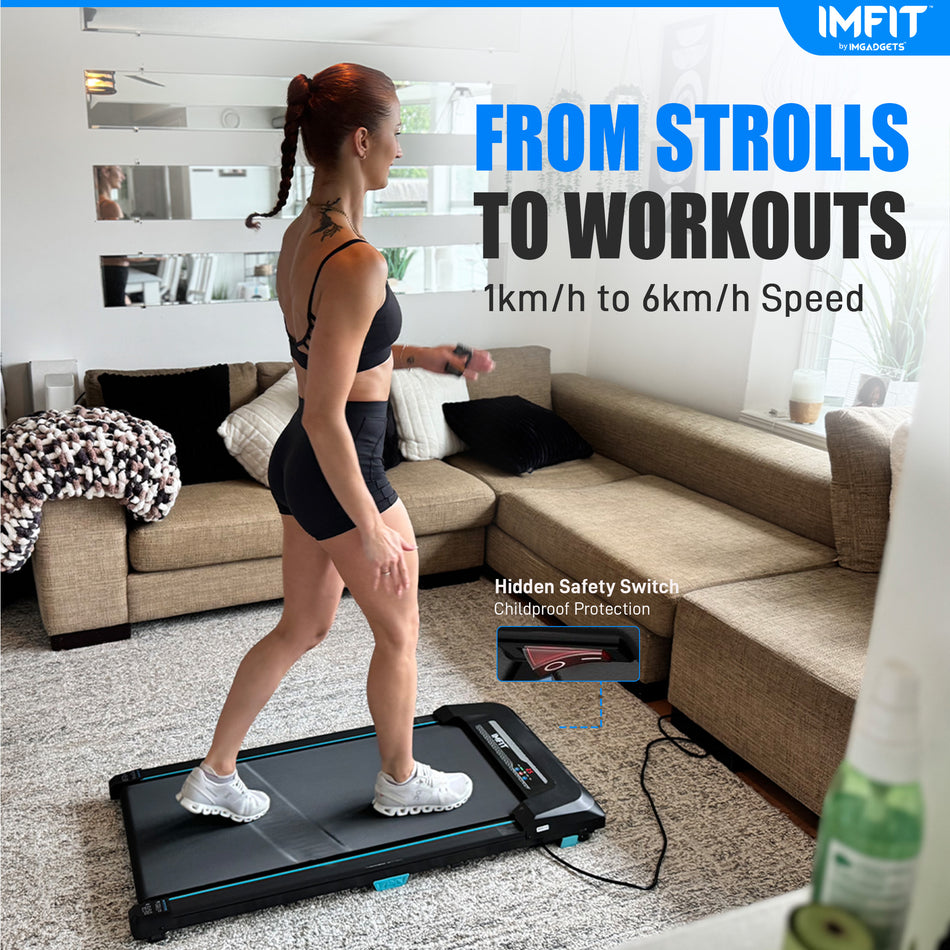 IMFIT Walking Pad Lite Treadmill | Compact & Space-Saving Design | Quiet 2.5HP Motor | Manual Incline Boost | Real-Time Fitness Tracking | User-Friendly Remote | Supports Up to 265 lbs | Perfect for Home & Office Use