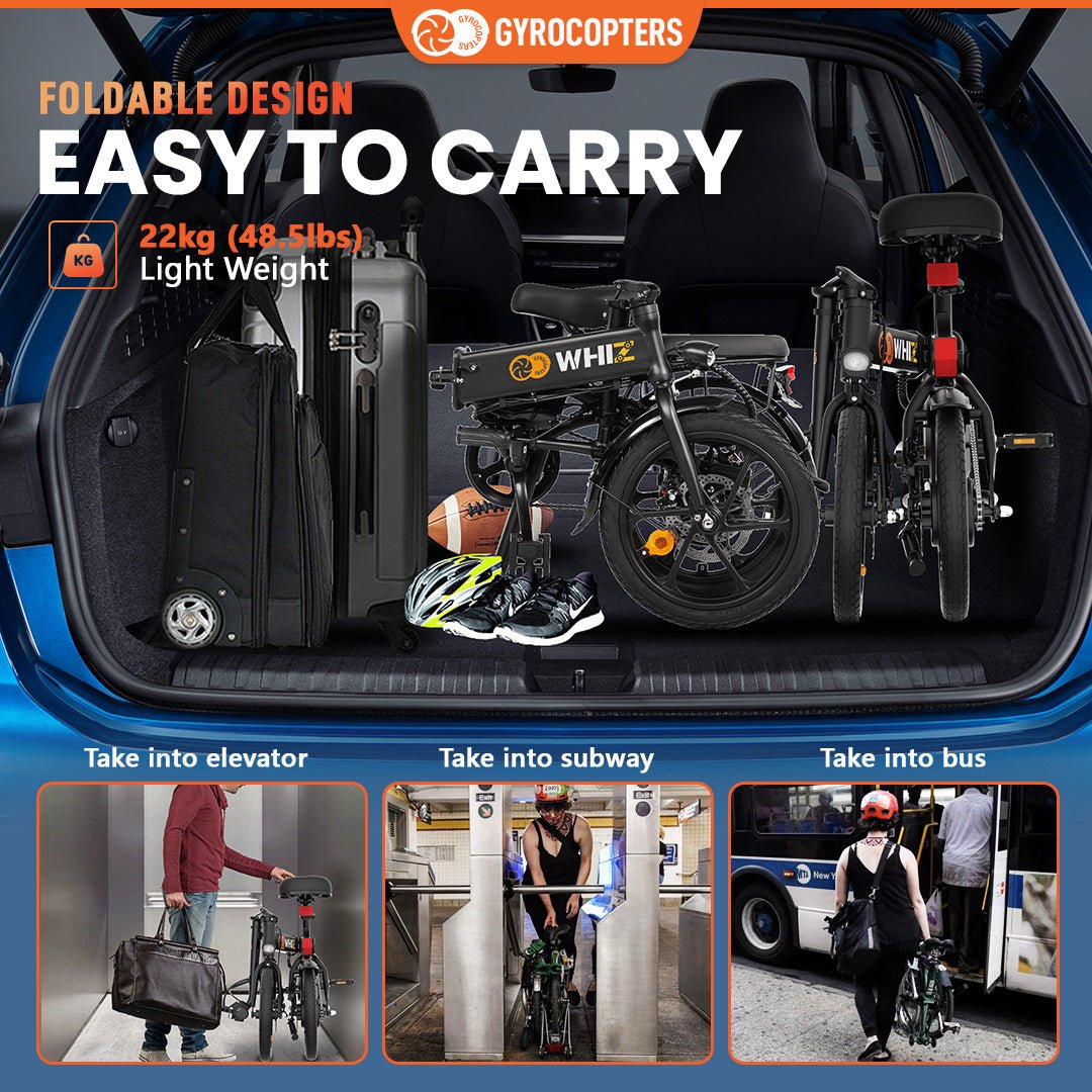 Re-Certified Gyrocopters Whiz Foldable Electric Bike - 67 km Range