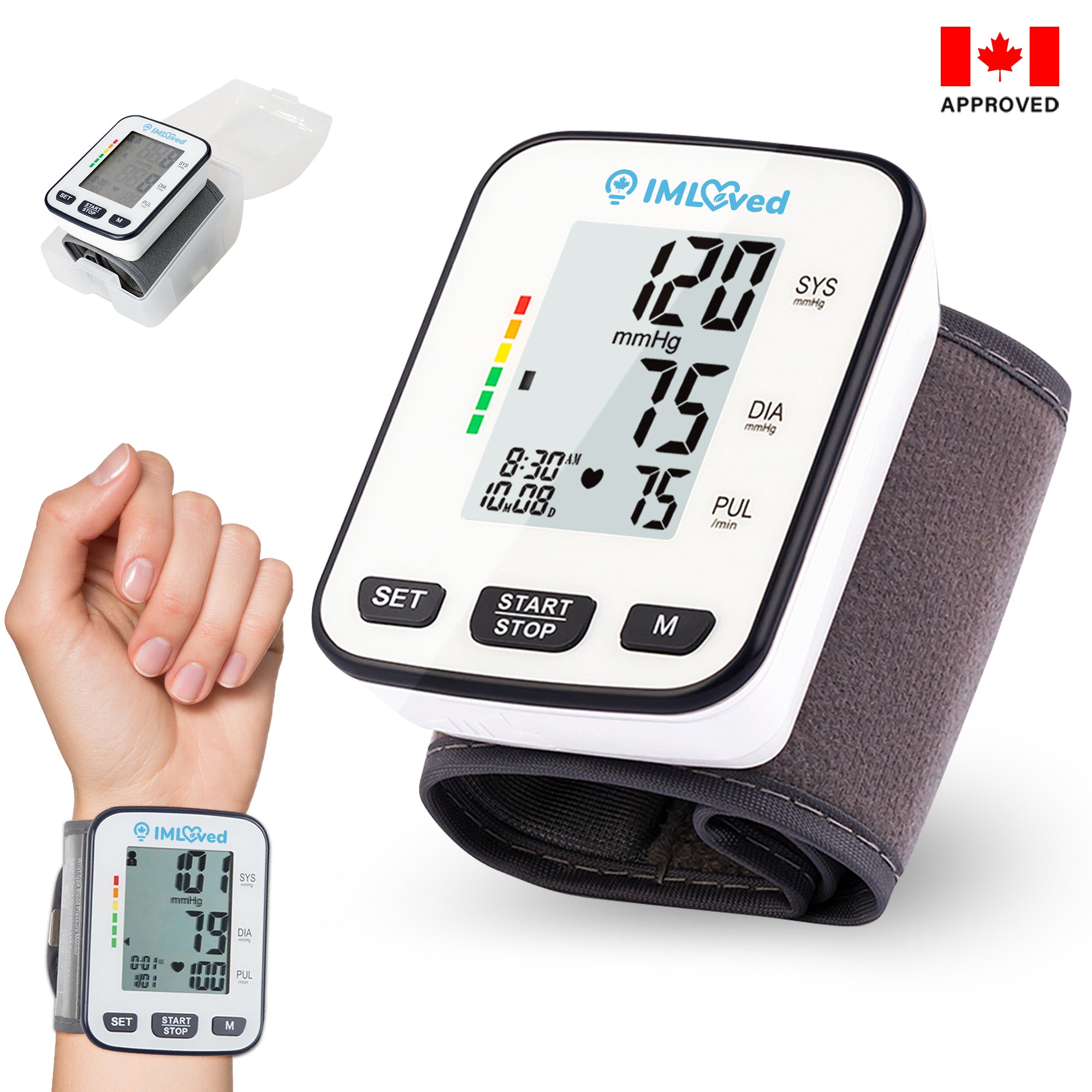 IMLoved Blood Pressure Monitor (Wrist) - Large HD Backlit Display for Home / Travel