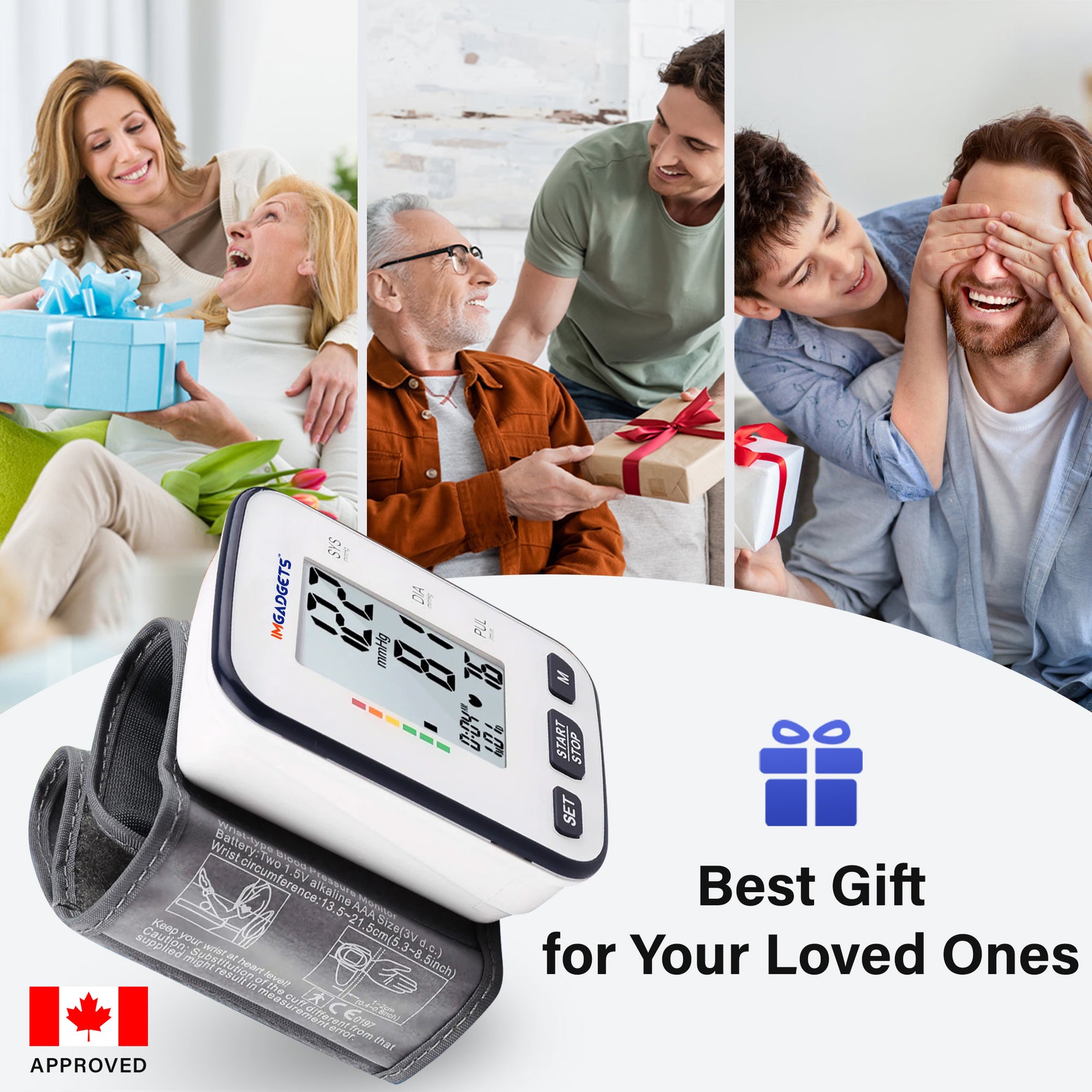 IMGadgets Blood Pressure Monitor (Wrist) - Large HD Backlit Display for Home / Travel