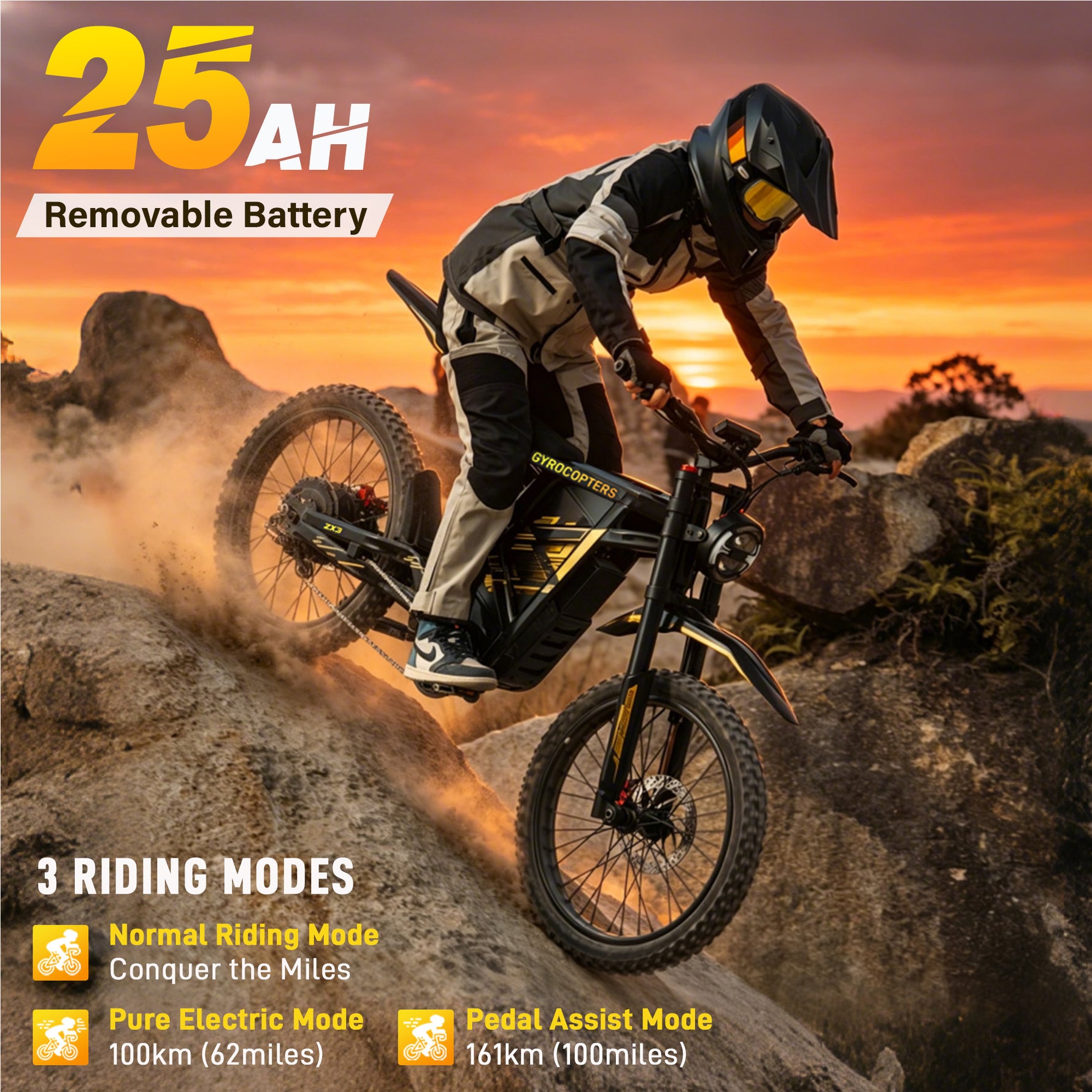 Gyrocopters ZX3 Electric Dirt Bike - 2800W Peak Power, 60 Km/h Max Speed