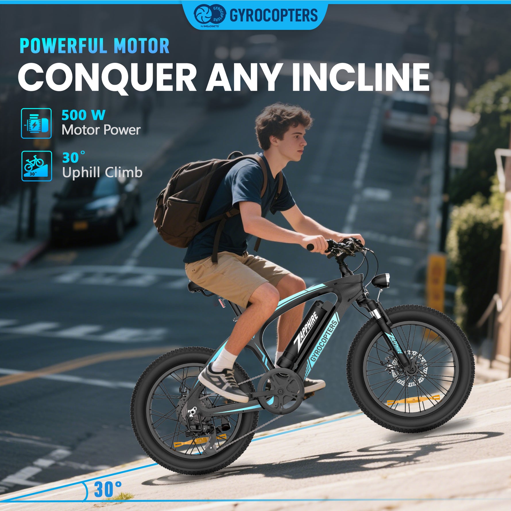 Gyrocopters Zapphire Mountain Electric Bike - UL 2849 Safety Certified