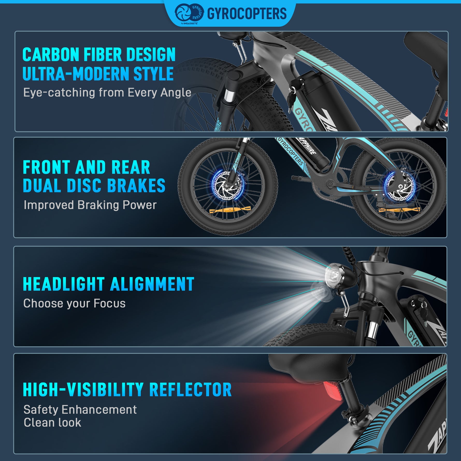 Gyrocopters Zapphire Mountain Electric Bike - UL 2849 Safety Certified