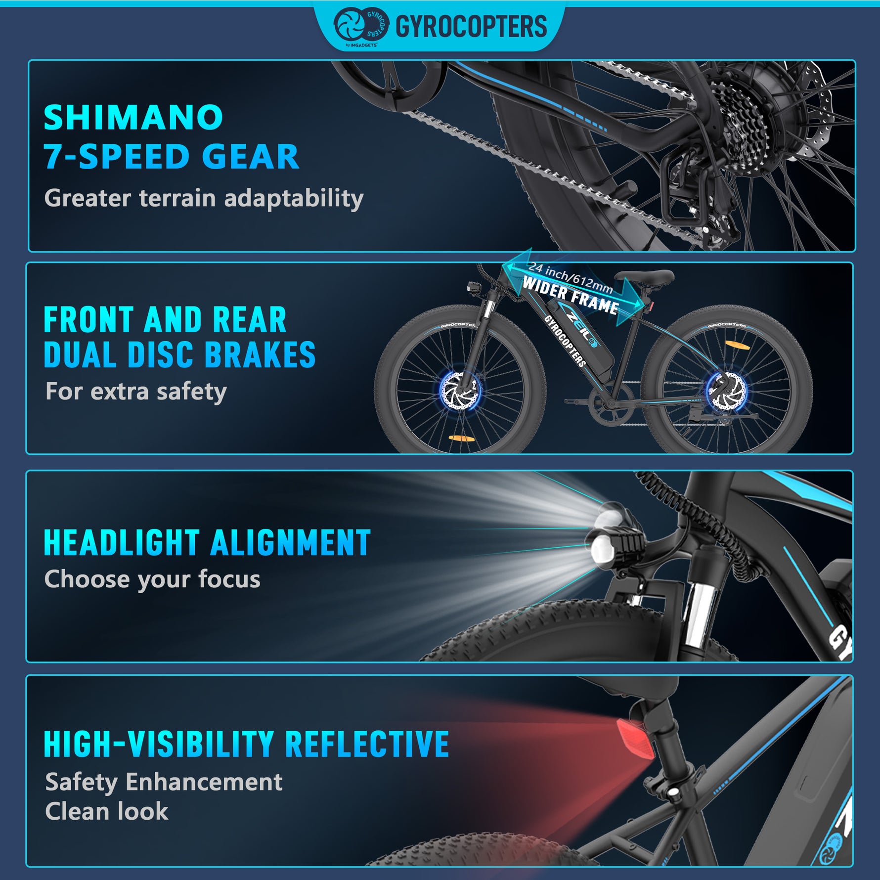 Gyrocopters Zeil Mountain E-Bike - 826W Peak Motor