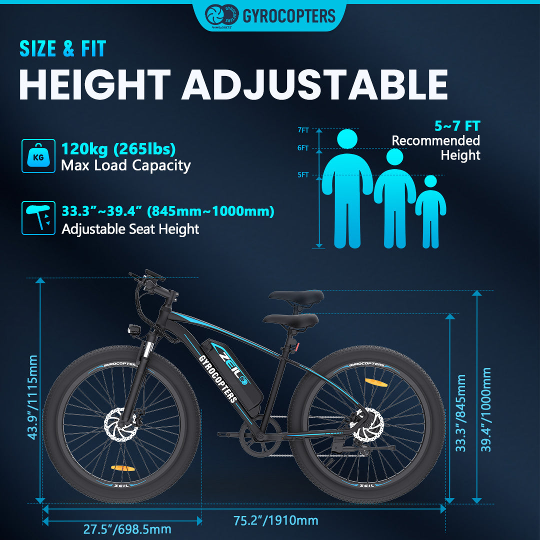 Gyrocopters Zeil Mountain E-Bike - 826W Peak Motor