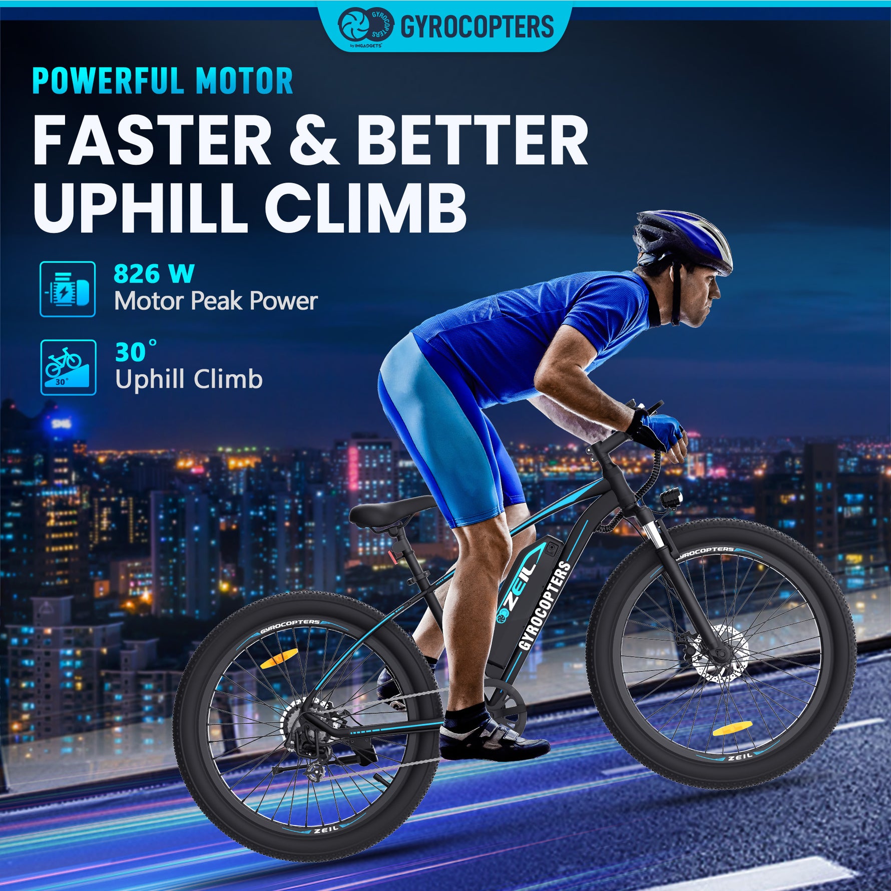 Gyrocopters Zeil Mountain E-Bike - 826W Peak Motor