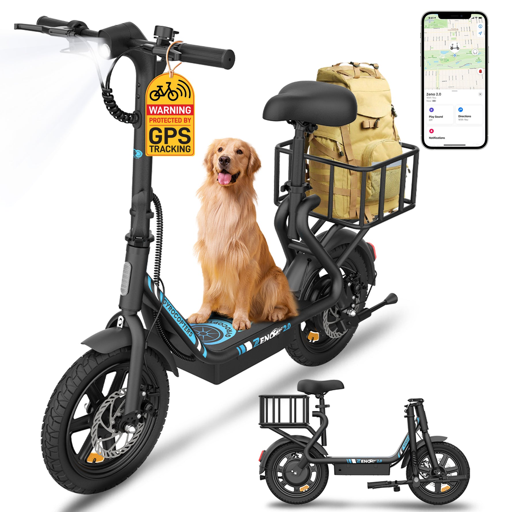 Gyrocopters Zeno 2.0 Electric Scooter - 40 km Range