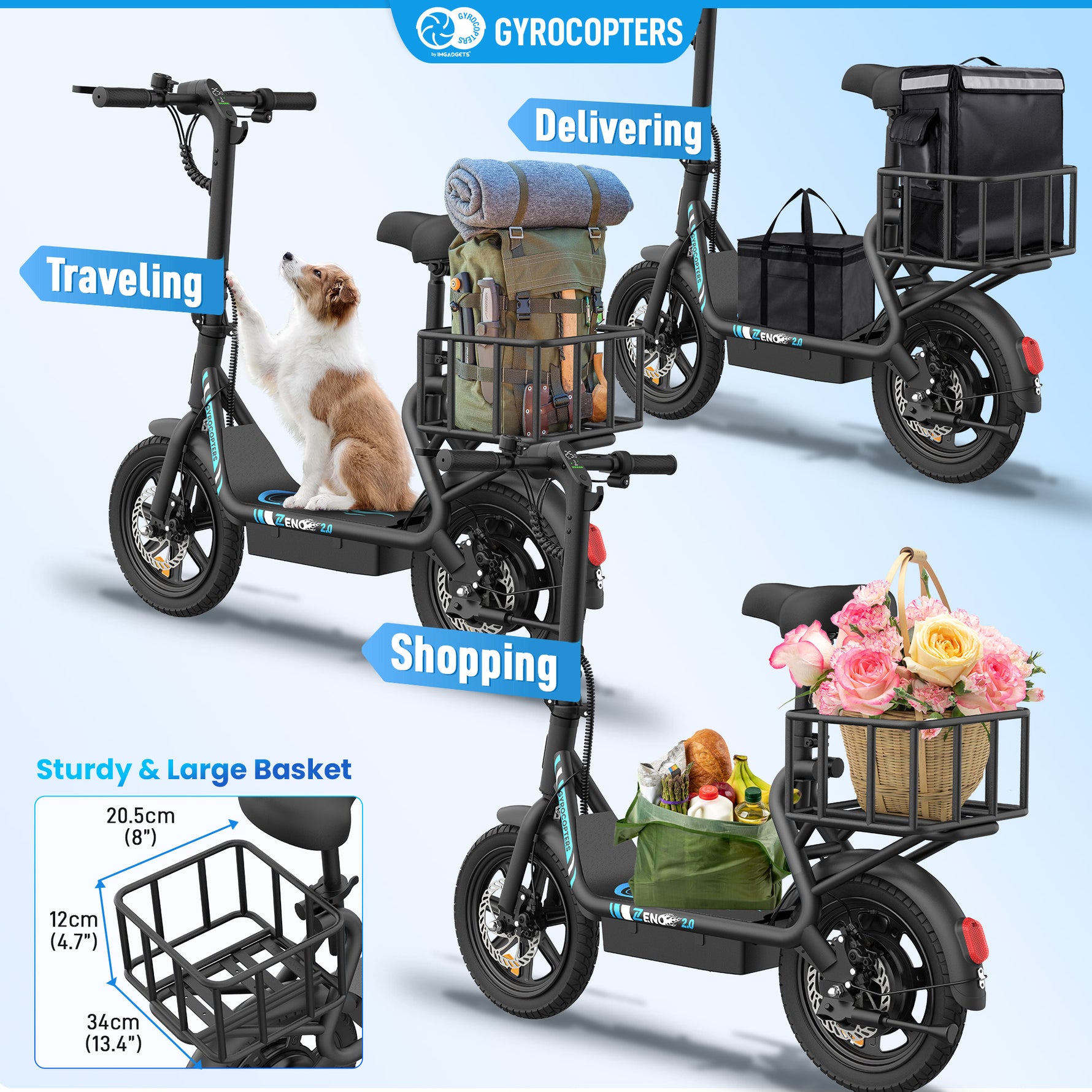Gyrocopters Zeno 2.0 Electric Scooter - 40 km Range