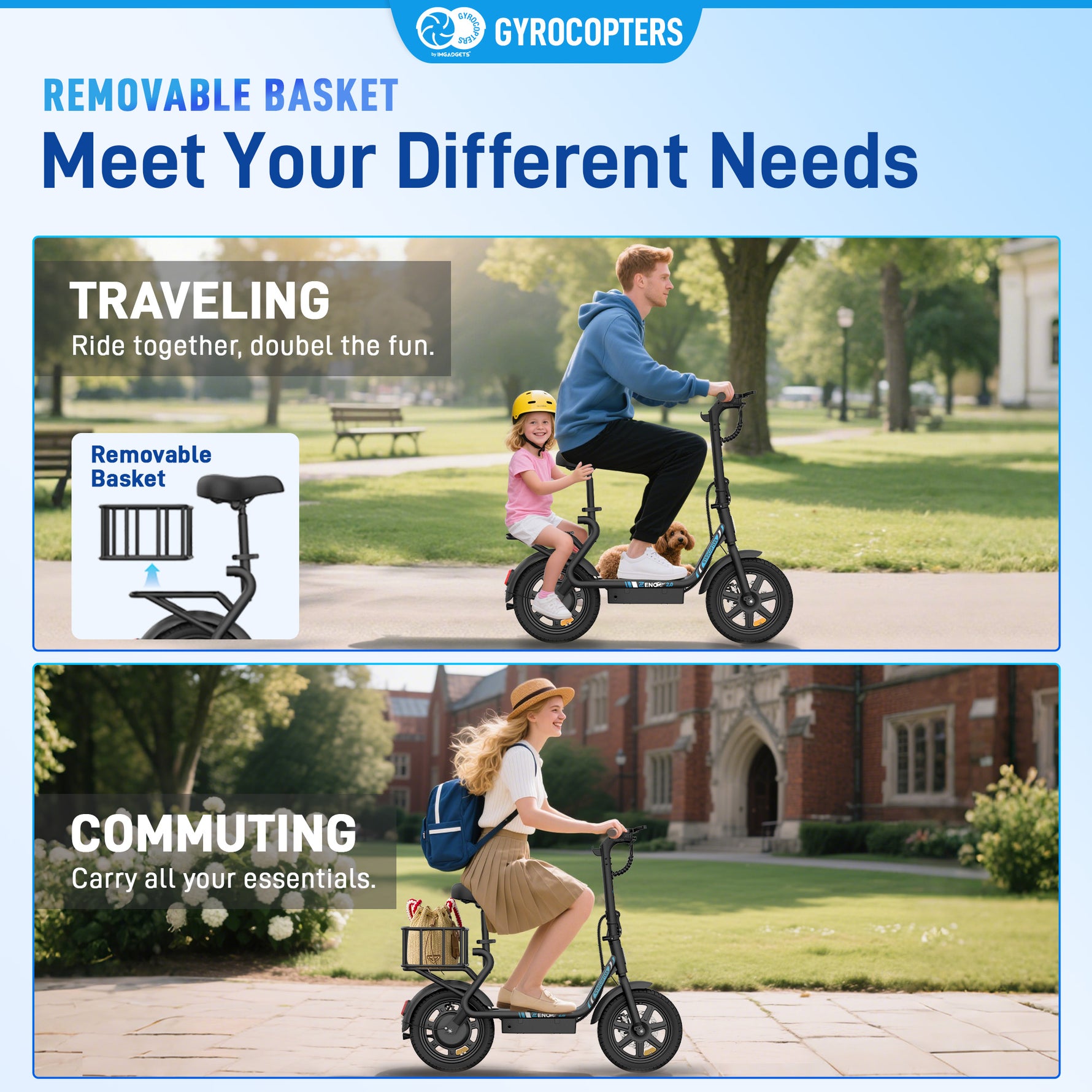 Gyrocopters Zeno 2.0 Electric Scooter - 40 km Range