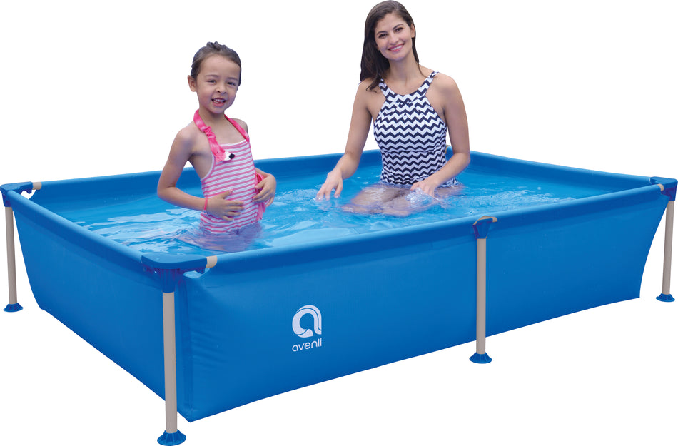 Avenli Steel Pro Above Ground Swimming Pool For Kids  | Rectangular Outdoor Swimming Pool|  Easy Setup Kids Pool for Backyard| 6.1ft x 4.1ft x 1.3ft