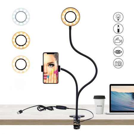 Desk Clip USB Ring Light, Desk Clip Ring Light, ring light, makeup ring light, selfie ring light, affordable ring light, portable ring light, yellow ring light, usb ring light, small ring, cheap ring light, bright ring light, smartphone ring light