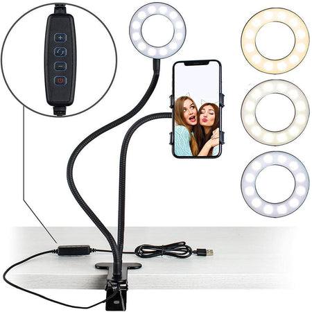 Desk Clip USB Ring Light, Desk Clip Ring Light, ring light, makeup ring light, selfie ring light, affordable ring light, portable ring light, yellow ring light, usb ring light, small ring, cheap ring light, bright ring light, smartphone ring light