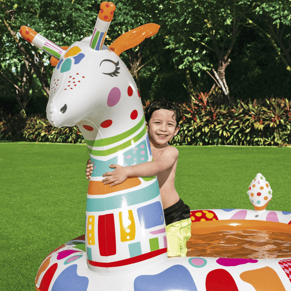 H2OGO! Groovy Giraffe Inflatable Play Pool for Kids | Inflatable Kiddie Pool with Sprayer | Baby Swimming Pool | Garden and Backyard Pool| 8.7ft x 5.1ft x 4.1ft