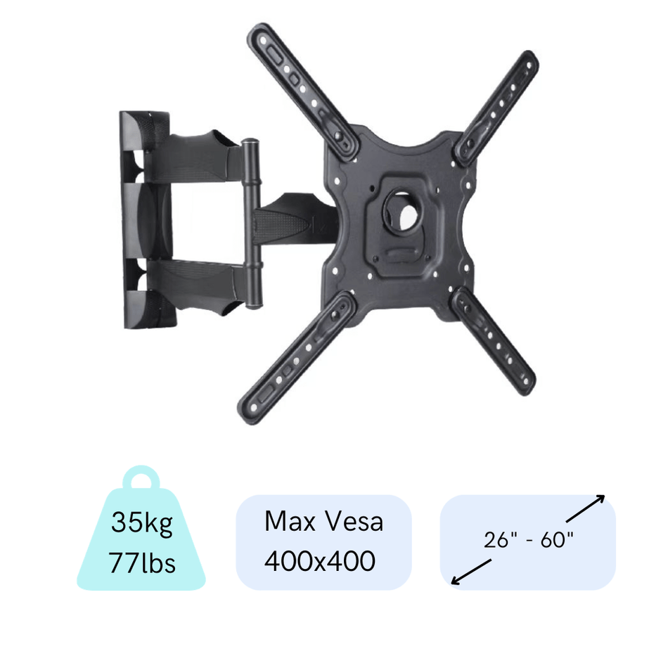 IMGadgets Full Motion TV Wall Mount for 26"-60" TVs , Wall Bracket TV Mounts for Screen Up To 77 lbs Max VESA to 400x400mm with tilt and swivel
