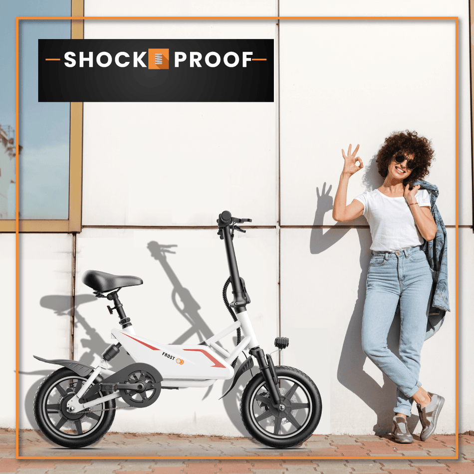 Re-certified Gyrocopters Frost Electric City Bike | 350 W Motor | 14-inch Tires | Speed up to 25kmh |Battery Range up to 30km | Dual Shocks | Folding Compact ebike